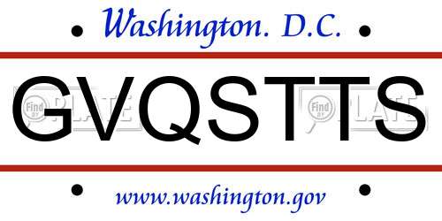 GVQSTTS District Of Columbia License Plate