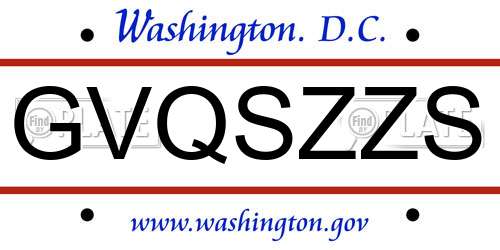 GVQSZZS District Of Columbia License Plate