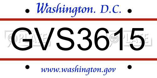 GVS3615 District Of Columbia License Plate