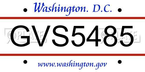 GVS5485 District Of Columbia License Plate