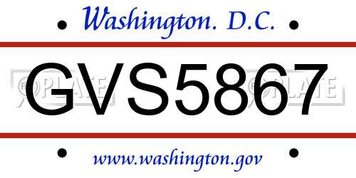 GVS5867 District Of Columbia License Plate