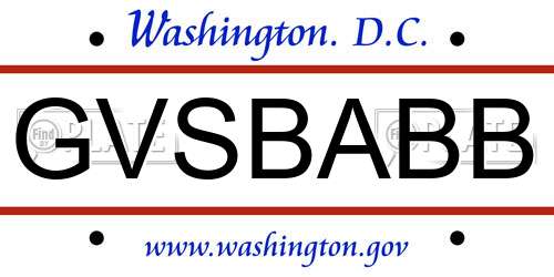 GVSBABB District Of Columbia License Plate