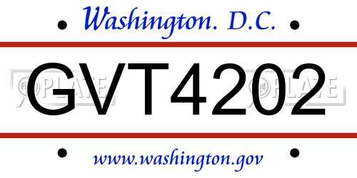GVT4202 District Of Columbia License Plate