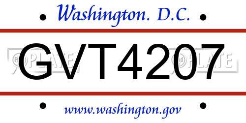 GVT4207 District Of Columbia License Plate