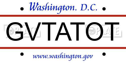 GVTATOT District Of Columbia License Plate