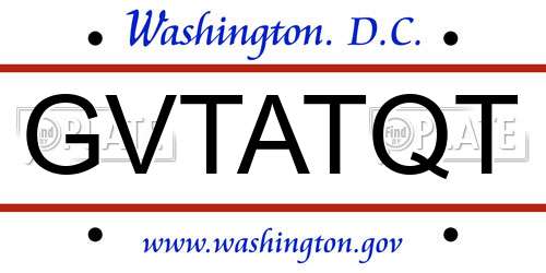 GVTATQT District Of Columbia License Plate
