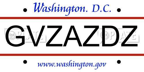 GVZAZDZ District Of Columbia License Plate