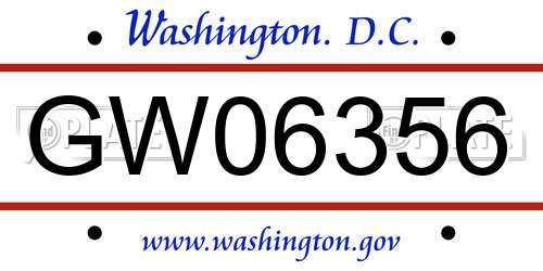 GW06356 District Of Columbia License Plate