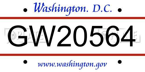 GW20564 District Of Columbia License Plate