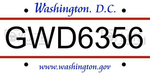 GWD6356 District Of Columbia License Plate