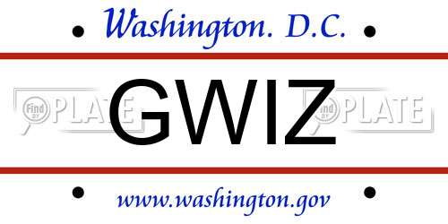 GWIZ District Of Columbia License Plate