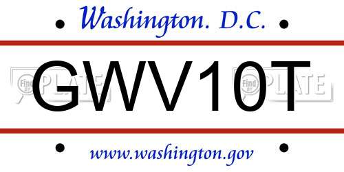 GWV10T District Of Columbia License Plate