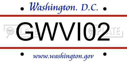 GWVI02 District Of Columbia License Plate