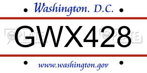 GWX428 District Of Columbia License Plate