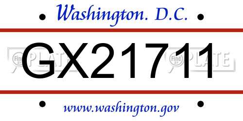 GX21711 District Of Columbia License Plate