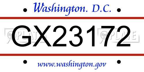 GX23172 District Of Columbia License Plate