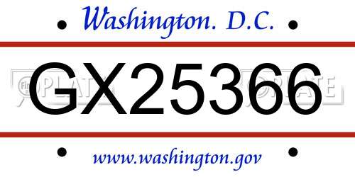 GX25366 District Of Columbia License Plate