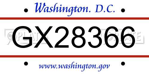 GX28366 District Of Columbia License Plate