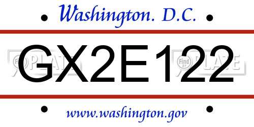 GX2E122 District Of Columbia License Plate