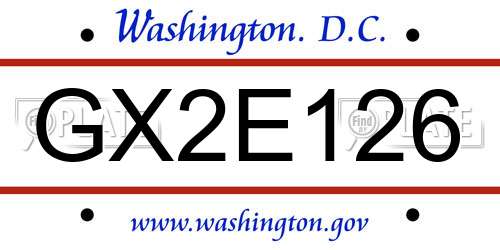 GX2E126 District Of Columbia License Plate