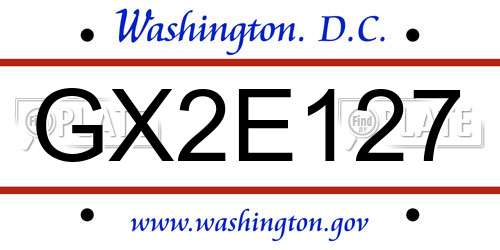 GX2E127 District Of Columbia License Plate
