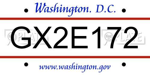 GX2E172 District Of Columbia License Plate