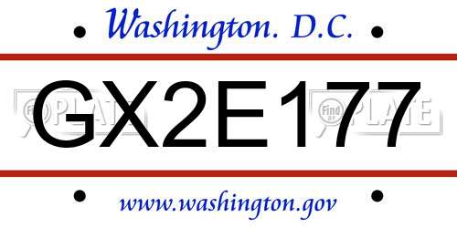 GX2E177 District Of Columbia License Plate