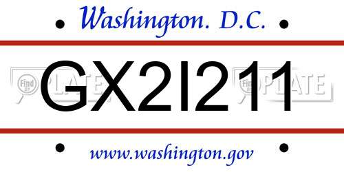 GX2I211 District Of Columbia License Plate
