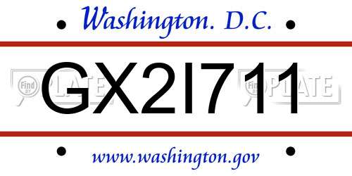 GX2I711 District Of Columbia License Plate