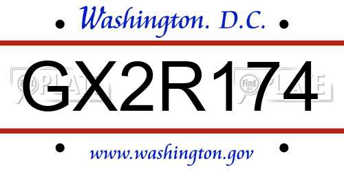 GX2R174 District Of Columbia License Plate