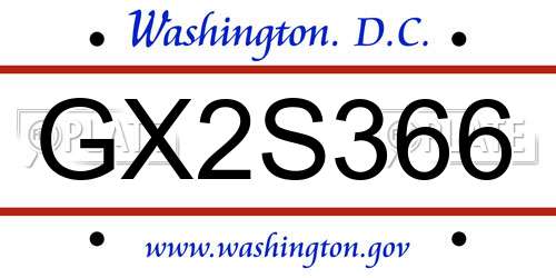 GX2S366 District Of Columbia License Plate