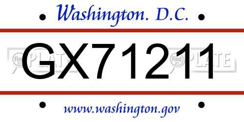 GX71211 District Of Columbia License Plate
