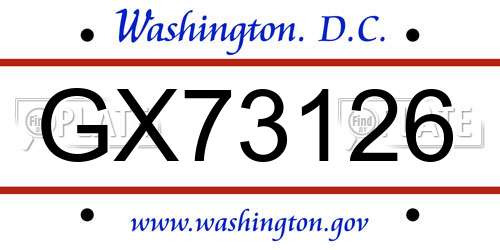 GX73126 District Of Columbia License Plate