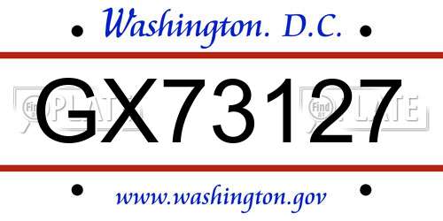 GX73127 District Of Columbia License Plate