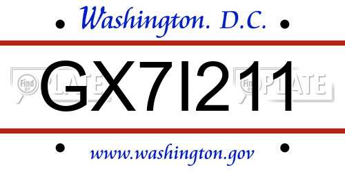 GX7I211 District Of Columbia License Plate