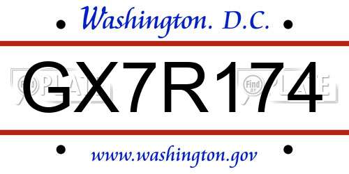GX7R174 District Of Columbia License Plate