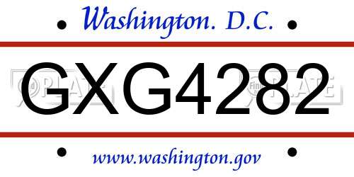 GXG4282 District Of Columbia License Plate