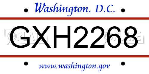 GXH2268 District Of Columbia License Plate