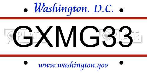 GXMG33 District Of Columbia License Plate