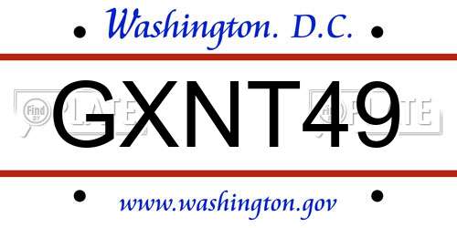 GXNT49 District Of Columbia License Plate