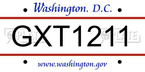 GXT1211 District Of Columbia License Plate