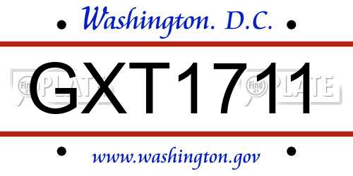 GXT1711 District Of Columbia License Plate