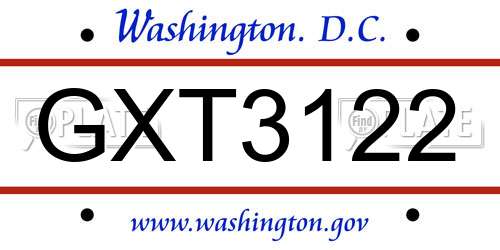 GXT3122 District Of Columbia License Plate