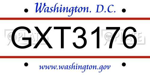 GXT3176 District Of Columbia License Plate