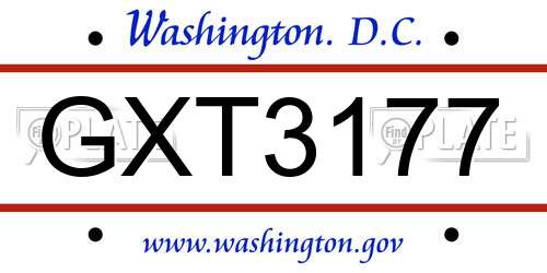 GXT3177 District Of Columbia License Plate