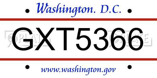 GXT5366 District Of Columbia License Plate
