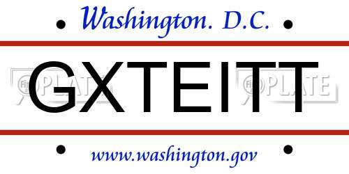 GXTEITT District Of Columbia License Plate