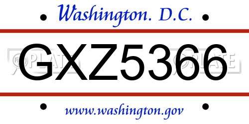 GXZ5366 District Of Columbia License Plate