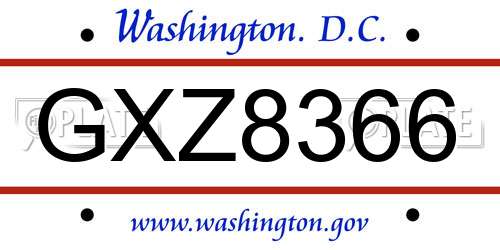GXZ8366 District Of Columbia License Plate
