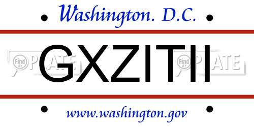 GXZITII District Of Columbia License Plate